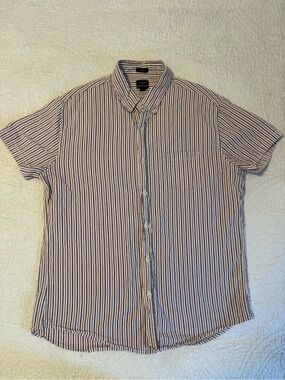J. Crew Seersucker Short Sleeve Striped Button-Up Shirt